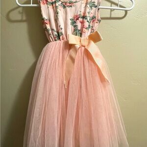Floral Pink Kids Dress with Bow